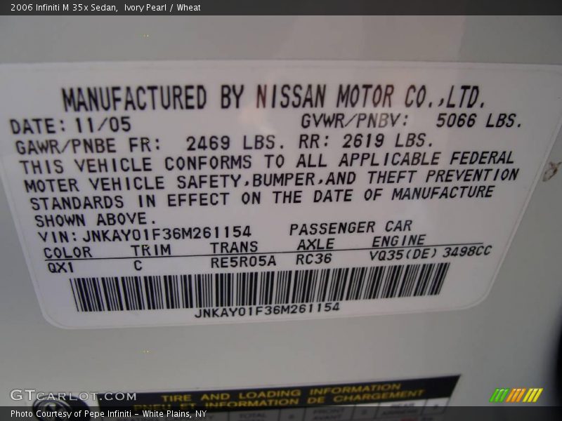Ivory Pearl / Wheat 2006 Infiniti M 35x Sedan