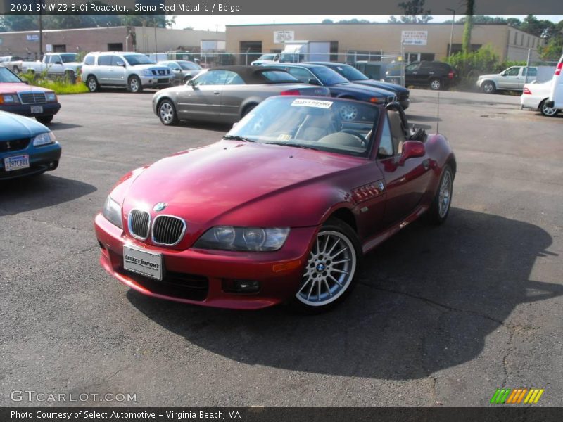Siena Red Metallic / Beige 2001 BMW Z3 3.0i Roadster