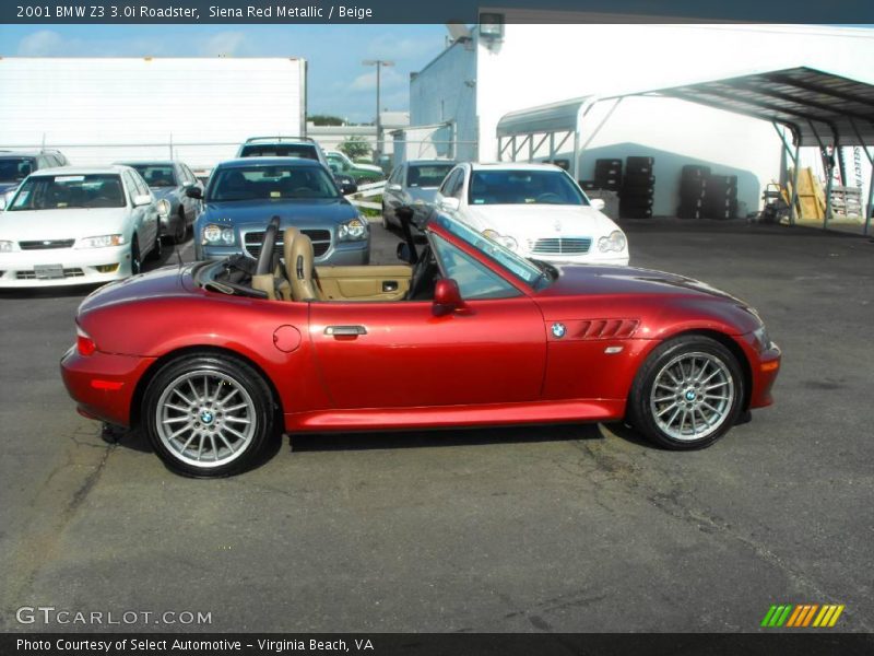 Siena Red Metallic / Beige 2001 BMW Z3 3.0i Roadster