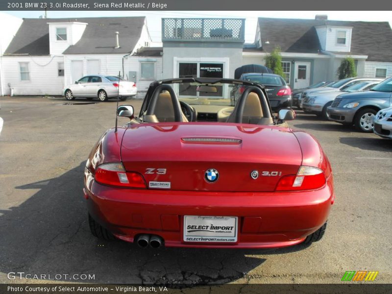 Siena Red Metallic / Beige 2001 BMW Z3 3.0i Roadster