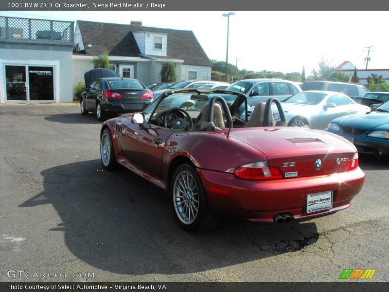 Siena Red Metallic / Beige 2001 BMW Z3 3.0i Roadster