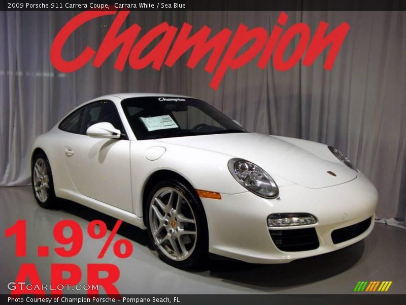 Carrara White / Sea Blue 2009 Porsche 911 Carrera Coupe