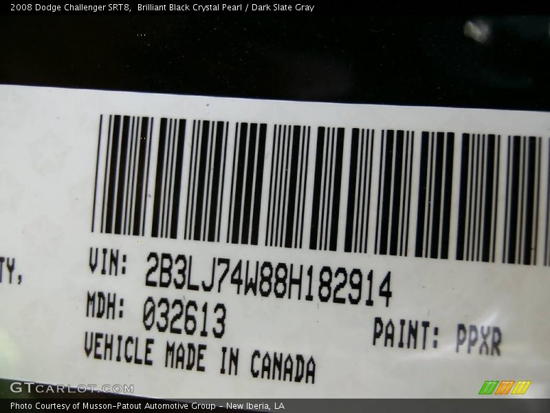 Brilliant Black Crystal Pearl / Dark Slate Gray 2008 Dodge Challenger SRT8
