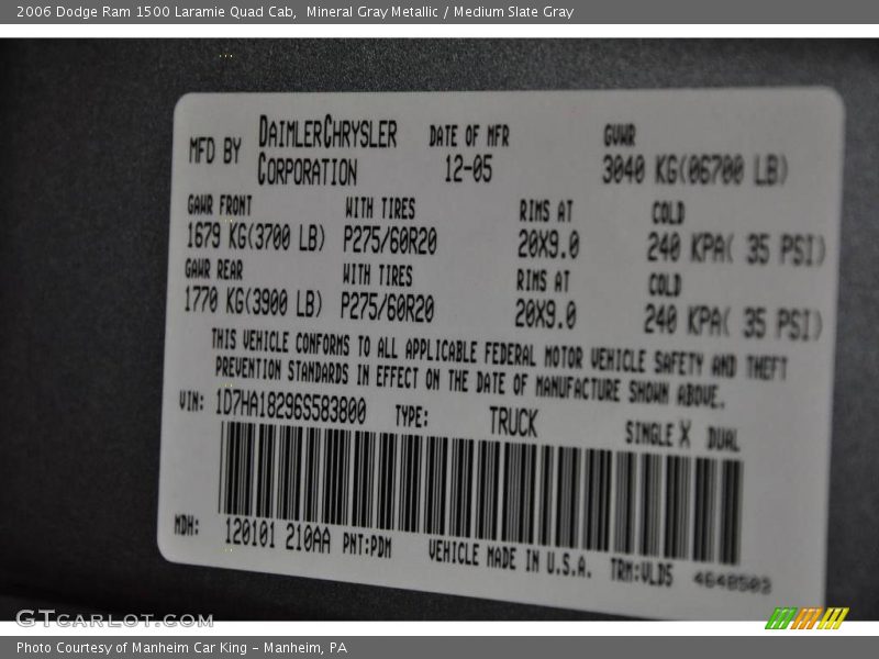Mineral Gray Metallic / Medium Slate Gray 2006 Dodge Ram 1500 Laramie Quad Cab