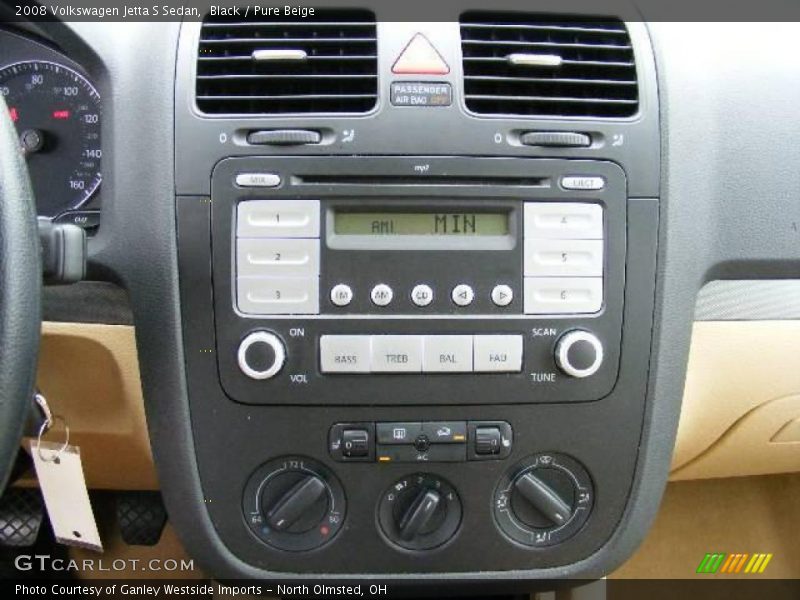 Black / Pure Beige 2008 Volkswagen Jetta S Sedan