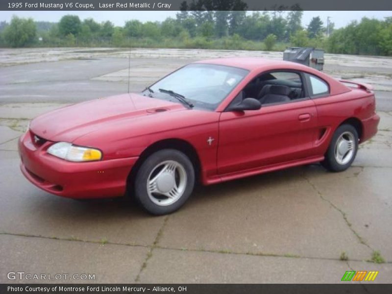 Laser Red Metallic / Gray 1995 Ford Mustang V6 Coupe