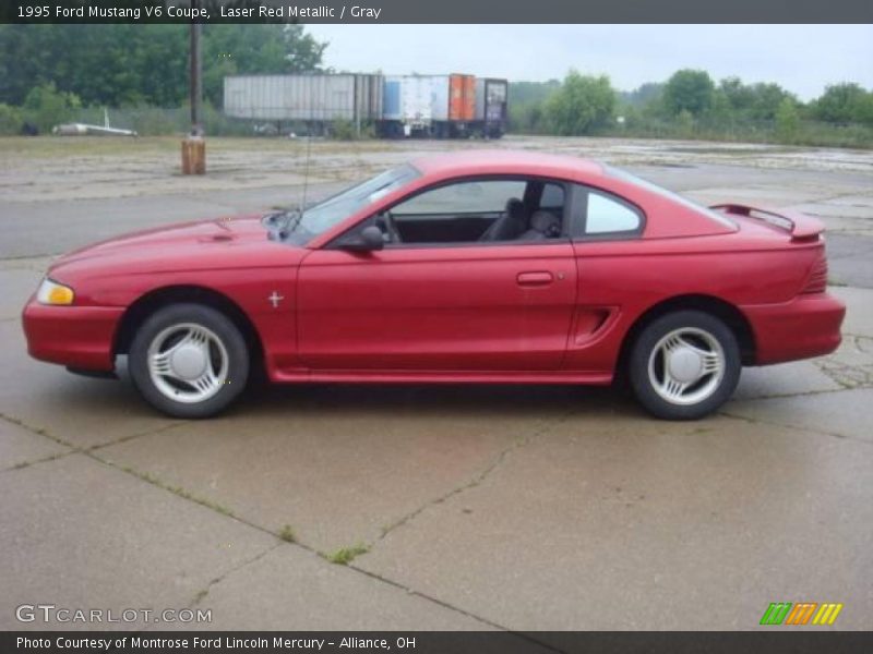 Laser Red Metallic / Gray 1995 Ford Mustang V6 Coupe