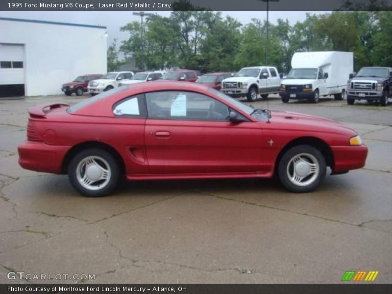 Laser Red Metallic / Gray 1995 Ford Mustang V6 Coupe