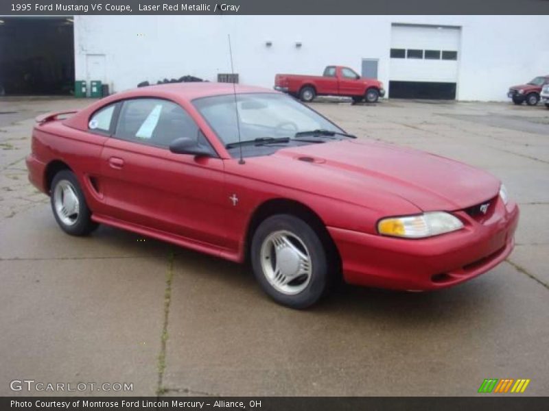 Laser Red Metallic / Gray 1995 Ford Mustang V6 Coupe
