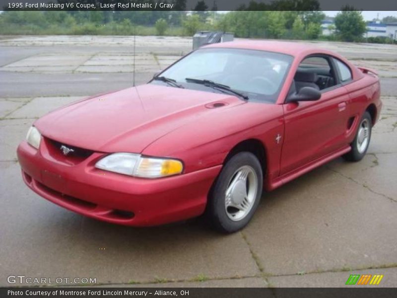 Laser Red Metallic / Gray 1995 Ford Mustang V6 Coupe