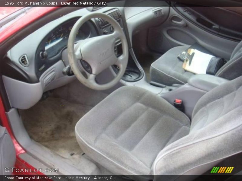 Laser Red Metallic / Gray 1995 Ford Mustang V6 Coupe