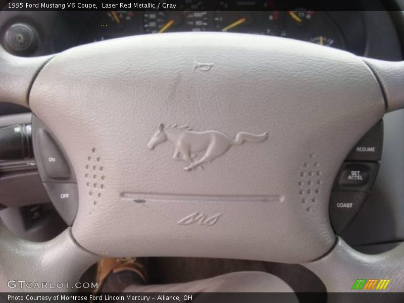 Laser Red Metallic / Gray 1995 Ford Mustang V6 Coupe