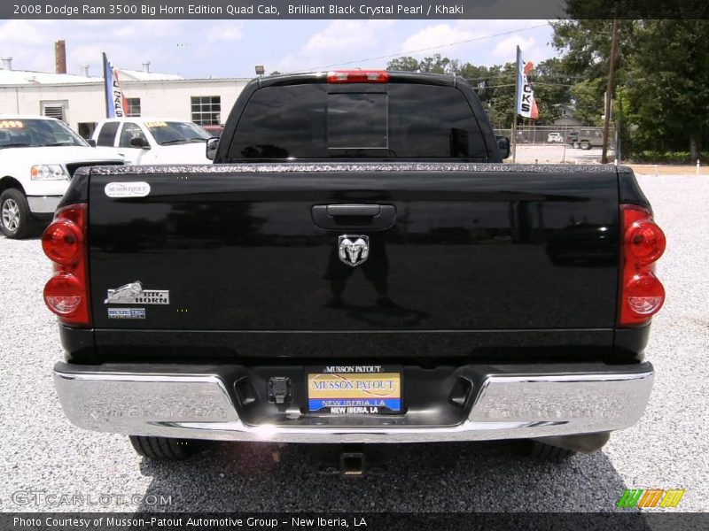 Brilliant Black Crystal Pearl / Khaki 2008 Dodge Ram 3500 Big Horn Edition Quad Cab