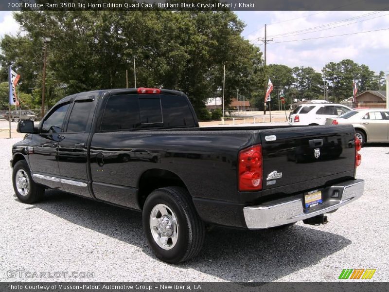 Brilliant Black Crystal Pearl / Khaki 2008 Dodge Ram 3500 Big Horn Edition Quad Cab