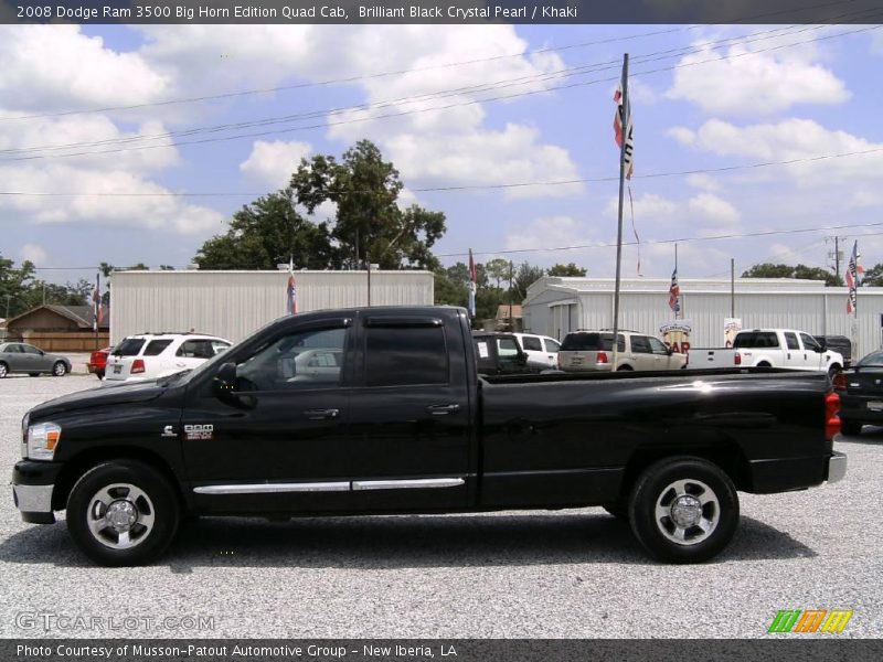 Brilliant Black Crystal Pearl / Khaki 2008 Dodge Ram 3500 Big Horn Edition Quad Cab