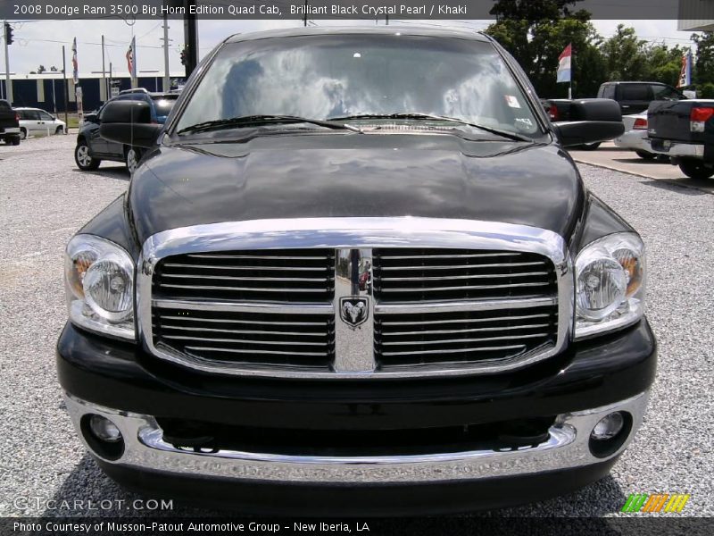 Brilliant Black Crystal Pearl / Khaki 2008 Dodge Ram 3500 Big Horn Edition Quad Cab