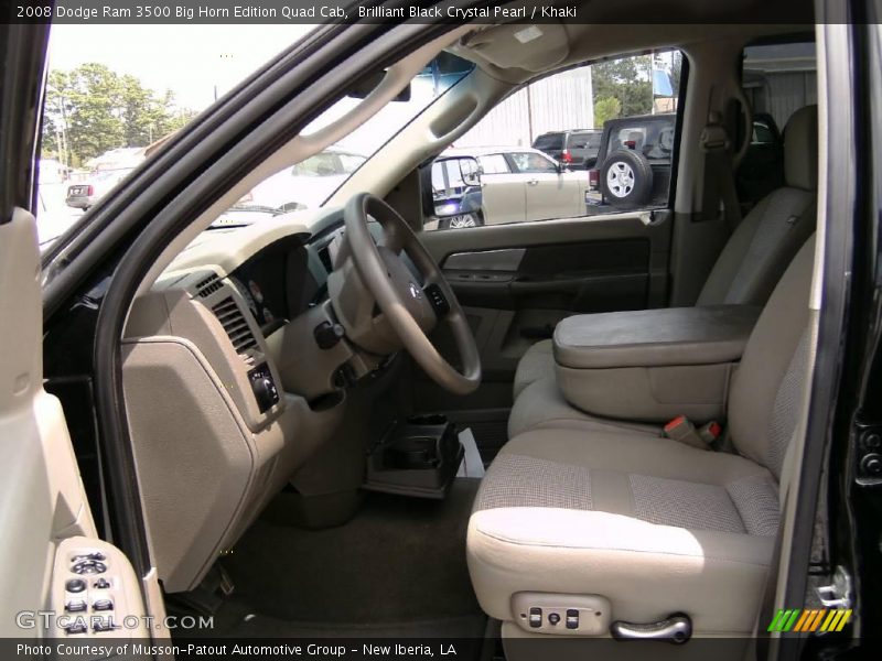 Brilliant Black Crystal Pearl / Khaki 2008 Dodge Ram 3500 Big Horn Edition Quad Cab