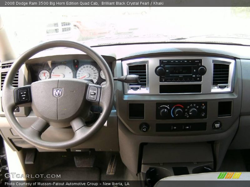 Brilliant Black Crystal Pearl / Khaki 2008 Dodge Ram 3500 Big Horn Edition Quad Cab