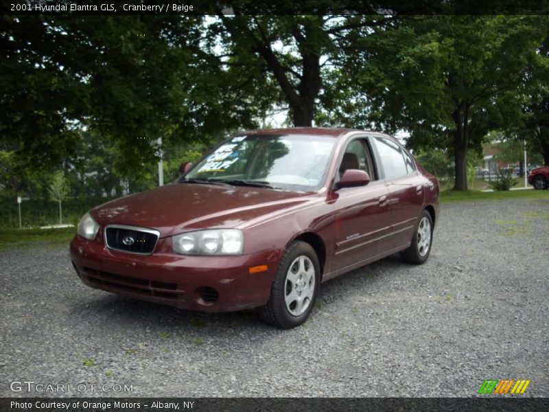Cranberry / Beige 2001 Hyundai Elantra GLS