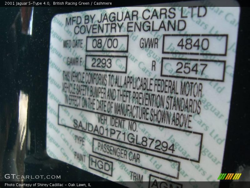 British Racing Green / Cashmere 2001 Jaguar S-Type 4.0