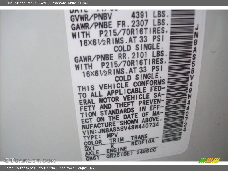 Phantom White / Gray 2009 Nissan Rogue S AWD