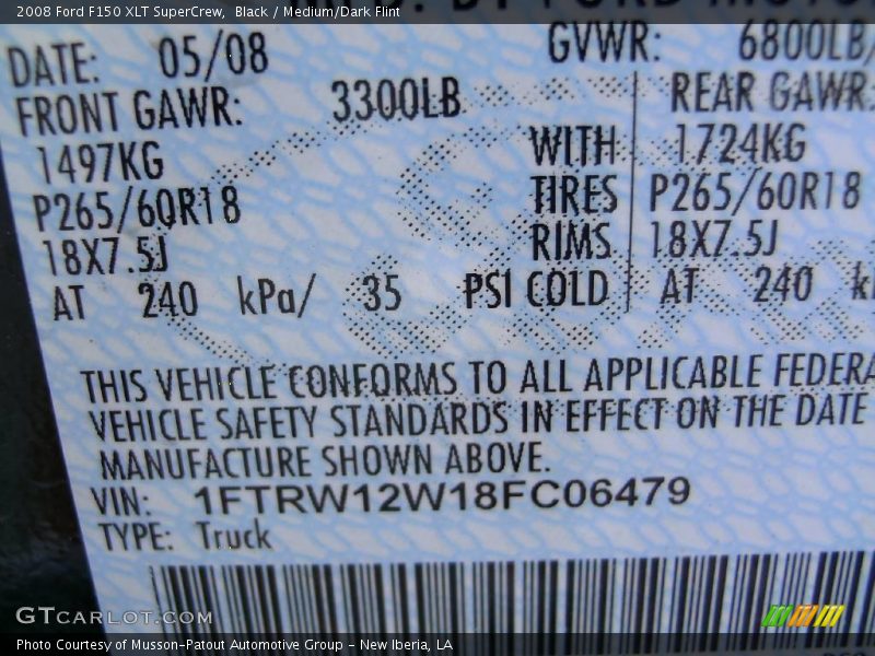 Black / Medium/Dark Flint 2008 Ford F150 XLT SuperCrew