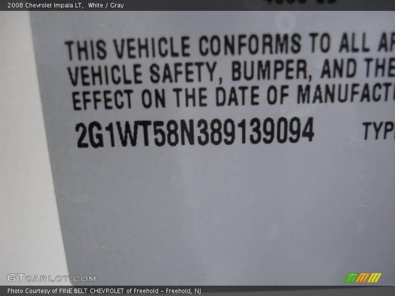White / Gray 2008 Chevrolet Impala LT