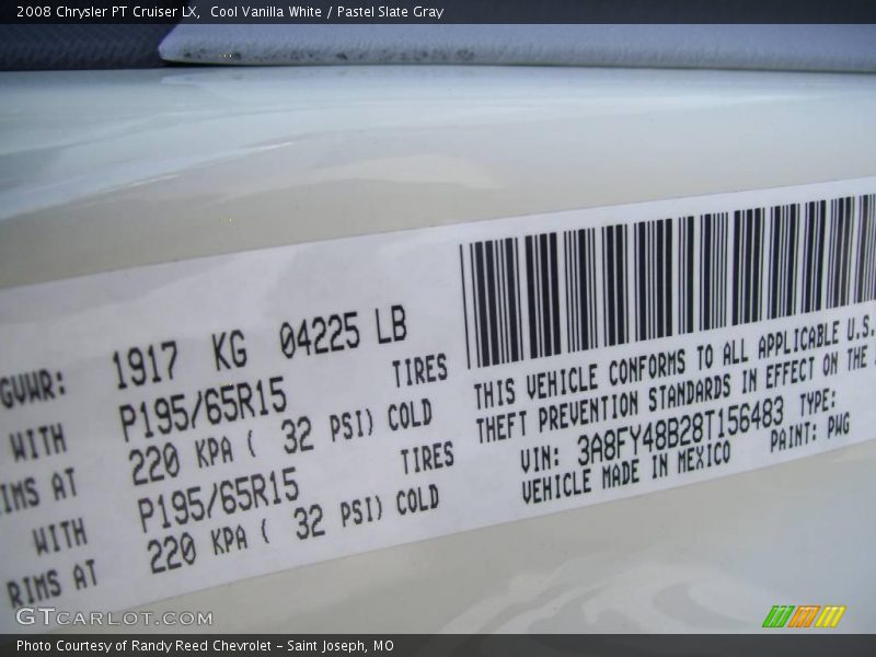 Cool Vanilla White / Pastel Slate Gray 2008 Chrysler PT Cruiser LX