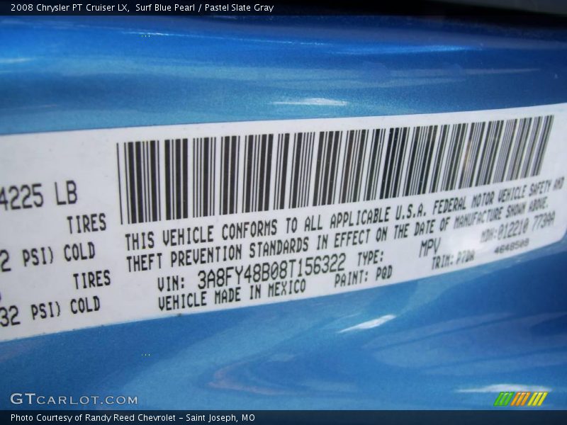 Surf Blue Pearl / Pastel Slate Gray 2008 Chrysler PT Cruiser LX