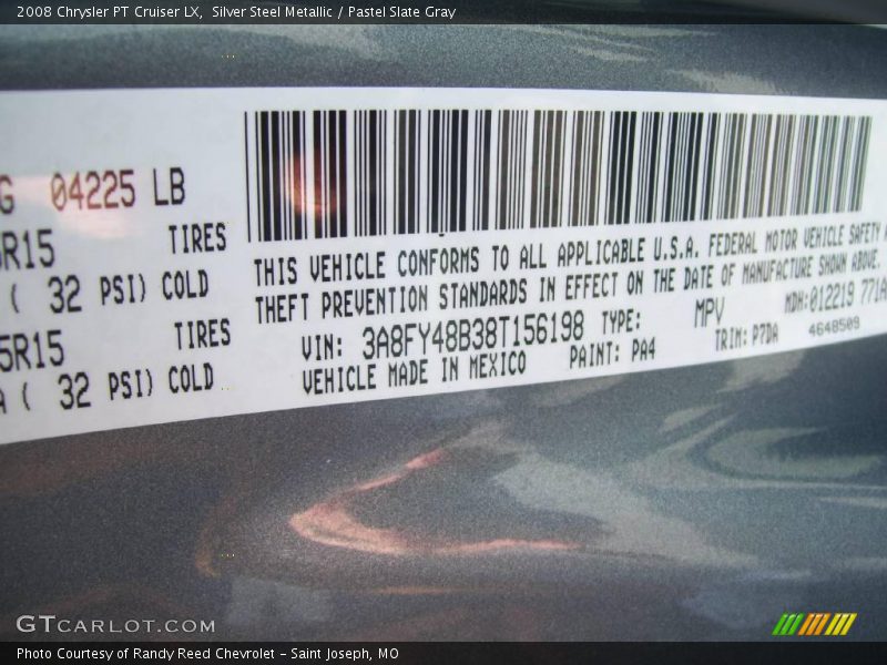 Silver Steel Metallic / Pastel Slate Gray 2008 Chrysler PT Cruiser LX