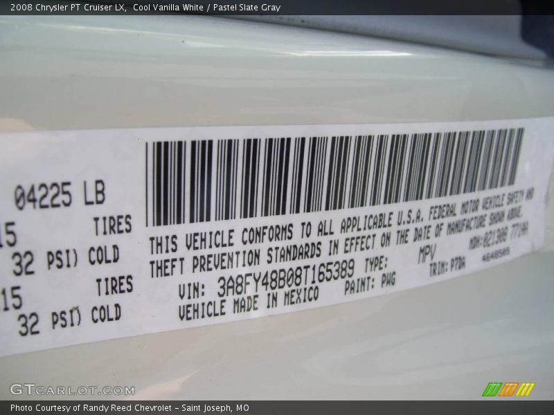 Cool Vanilla White / Pastel Slate Gray 2008 Chrysler PT Cruiser LX