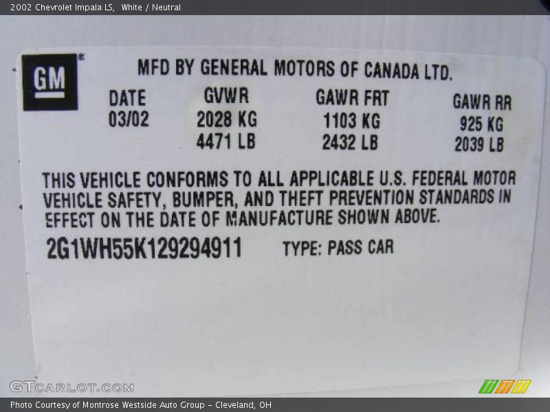 White / Neutral 2002 Chevrolet Impala LS