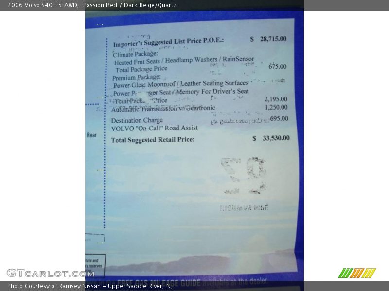 Passion Red / Dark Beige/Quartz 2006 Volvo S40 T5 AWD