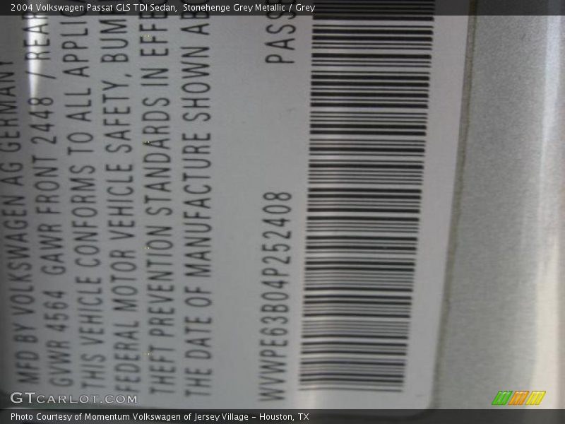 Stonehenge Grey Metallic / Grey 2004 Volkswagen Passat GLS TDI Sedan