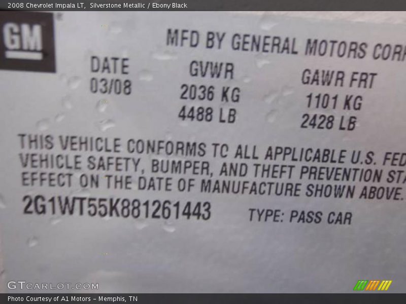 Silverstone Metallic / Ebony Black 2008 Chevrolet Impala LT
