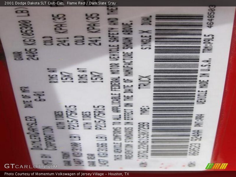 Flame Red / Dark Slate Gray 2001 Dodge Dakota SLT Club Cab