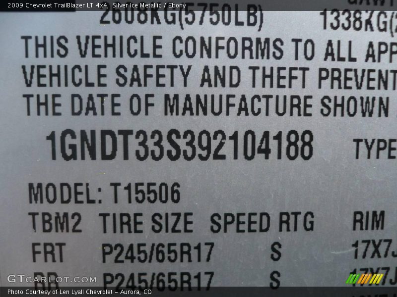 Silver Ice Metallic / Ebony 2009 Chevrolet TrailBlazer LT 4x4