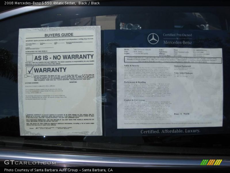 Black / Black 2008 Mercedes-Benz S 550 4Matic Sedan