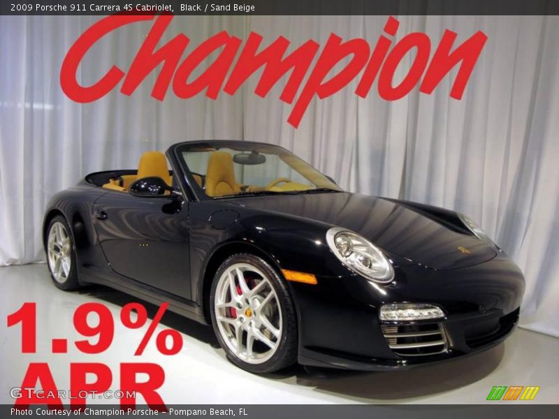 Black / Sand Beige 2009 Porsche 911 Carrera 4S Cabriolet