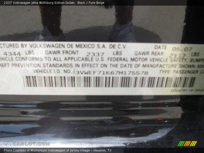 Black / Pure Beige 2007 Volkswagen Jetta Wolfsburg Edition Sedan