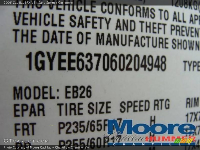 Sand Storm / Cashmere 2006 Cadillac SRX V6
