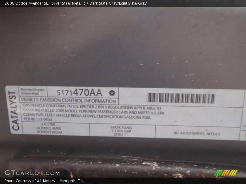 Silver Steel Metallic / Dark Slate Gray/Light Slate Gray 2008 Dodge Avenger SE