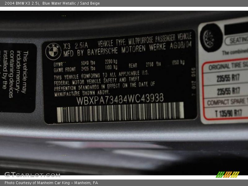 Blue Water Metallic / Sand Beige 2004 BMW X3 2.5i