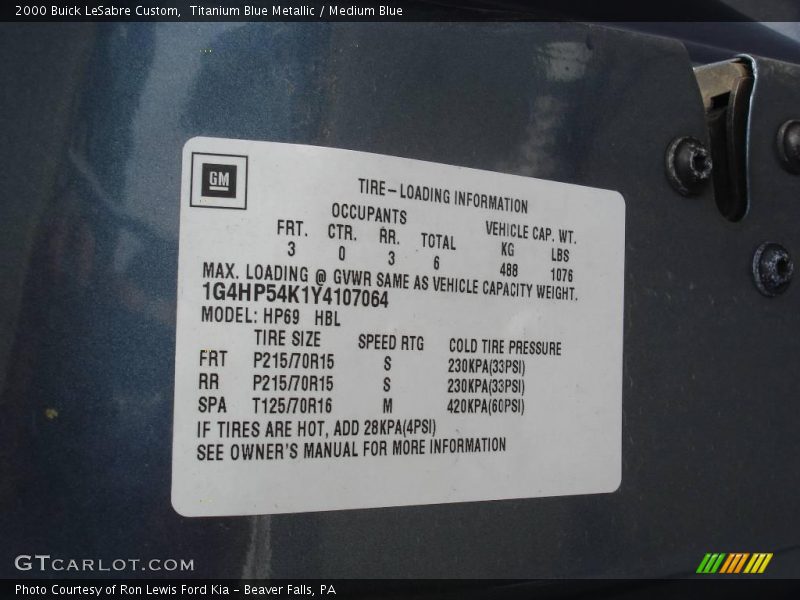 Titanium Blue Metallic / Medium Blue 2000 Buick LeSabre Custom