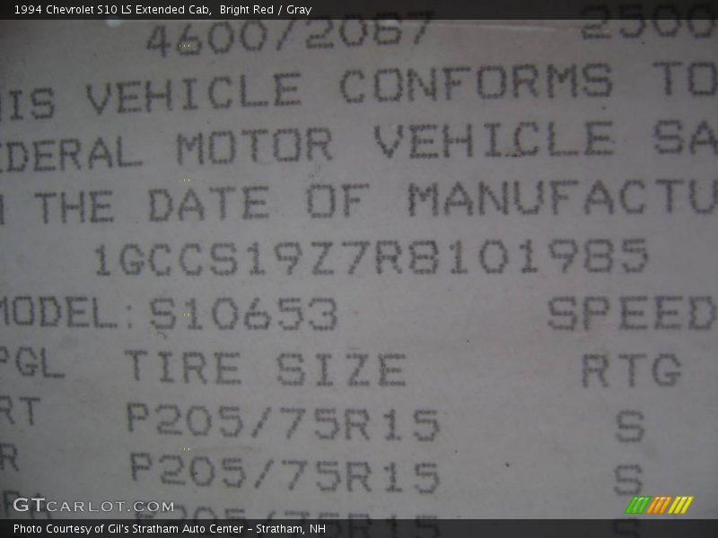 Bright Red / Gray 1994 Chevrolet S10 LS Extended Cab