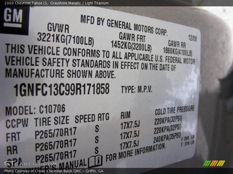Graystone Metallic / Light Titanium 2009 Chevrolet Tahoe LS