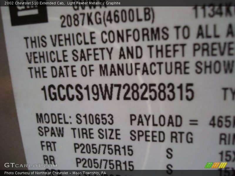 Light Pewter Metallic / Graphite 2002 Chevrolet S10 Extended Cab