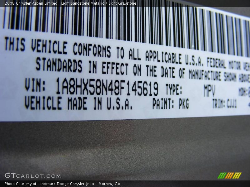 Light Sandstone Metallic / Light Graystone 2008 Chrysler Aspen Limited