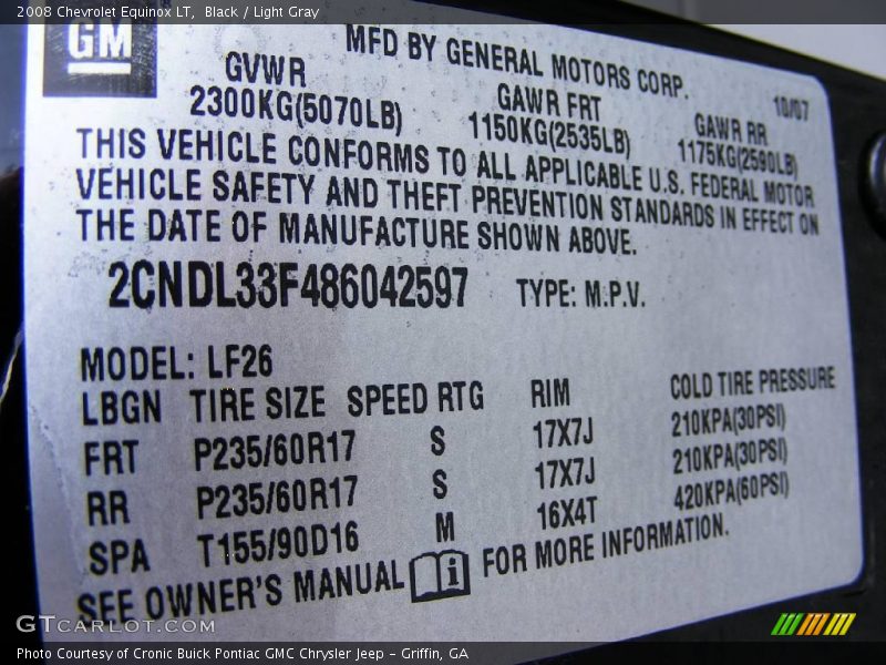 Black / Light Gray 2008 Chevrolet Equinox LT