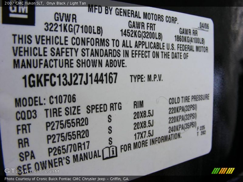 Onyx Black / Light Tan 2007 GMC Yukon SLT